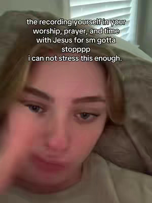 The cover image features a close-up of a woman's face, framed from the chest up. The woman has light skin, blonde hair, and is looking downcast towards the camera. A text overlay at the top suggests a message related to prayer and Jesus alongside the phrase "I can not stress this enough". The background is a blurred, neutral tone that appears to be a pillow or bed. The overall composition highlights her facial expression, giving it an emotional and personal feel.