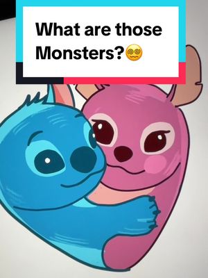 The image features two cartoon monster characters in a loving embrace, set against a slightly blurred, light background. The top part has a text overlay in a rectangle, highlighting 'What are those Monsters?'