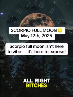 The cover image shows a vertical composition with a layered design. The background features a dark, night sky backdrop, overlaid with stylized visuals of stars and possibly some constellations. At the center, a large, detailed image of the moon is present. On top of this is a circle with zodiac symbols inside. In white, rectangular boxes with text. Also the words All Right Bitches in yellow font.
