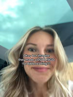 A woman with blonde hair smiles at the camera, text overlayed on her face.