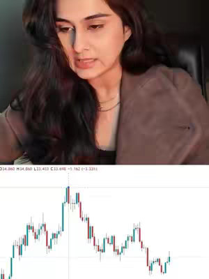 The cover image shows a woman in the top half, slightly angled facing the camera. She has dark hair and is wearing a brown blazer. Below her is a chart with red and green candlestick patterns.  At the bottom of the image, some data is visible.