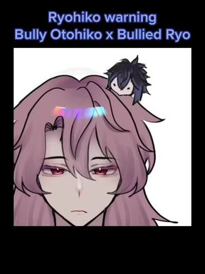 An anime-style drawing features a character with long pink hair, a small character with black hair on top, set against a black background.