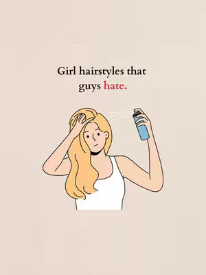 An illustration of a woman holding her hand in her hair while spraying a hair product. Text overlay indicates the video's subject.