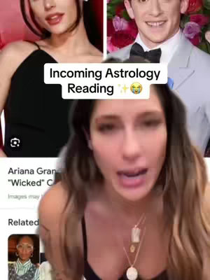 The cover image features a split screen: on the top left and right, there are two pictures of Ariana Grande and a man with a bow tie. The bottom portion features a woman speaking in front of a phone screen that displays webpage elements including Ariana's name, and a related image grid.