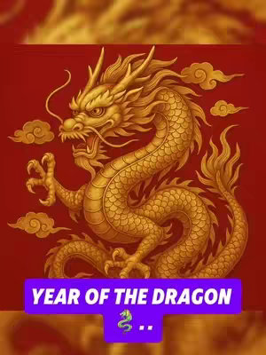 The cover image features a golden Chinese dragon in a dynamic pose against a red background. Clouds are scattered around the dragon. A purple banner at the bottom displays text.