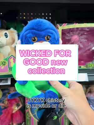 The cover image of a video shows a plush toy with a sign in front of it. The sign has pink text that says "WICKED FOR GOOD new collection". The toy appears to be held by a person. In the background are shelves within a store.