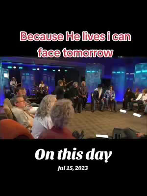 The cover image shows a stage setting of a potentially religious or musical event. It features a group of people, some seated and others standing, with musical instruments in the background. Text overlays at the top and bottom provide context.