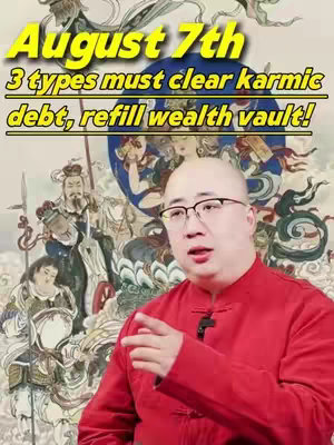 The cover image features a bald man wearing glasses and a red shirt, speaking directly at the camera. Behind him is a backdrop depicting a religious artwork with figures and celestial elements. Overlaid on the image, in a yellow banner, is text.