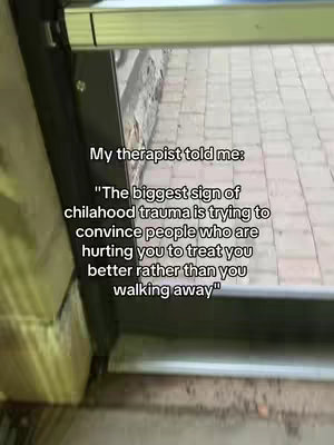 The image shows a view through what appears to be an open doorway, with a brick walkway in the background. Text overlayed on the image details the advice of a therapist.