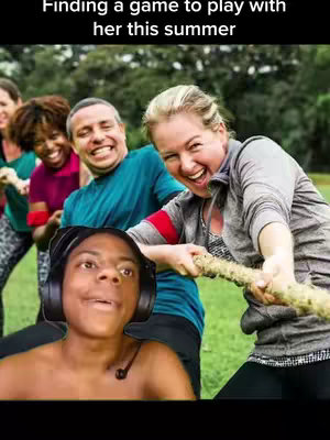 The cover image features a group of people, including a person in the foreground wearing headphones, engaged in a tug-of-war game. The foreground person is looking up with a surprised expression. Other individuals are in the background, appearing to participate in the game. The overall image evokes a sense of fun and competition, set against outdoor scenery.