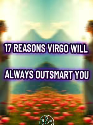 The image is vertically-oriented with a blurred background featuring a gradient of colors from teal at the top to a dark purple at the bottom. A horizontal purple banner occupies the image's center, containing white text. Below this banner, blurred red flowers are at the bottom of the image. In the center, near the bottom, a zodiac symbol is faintly visible.