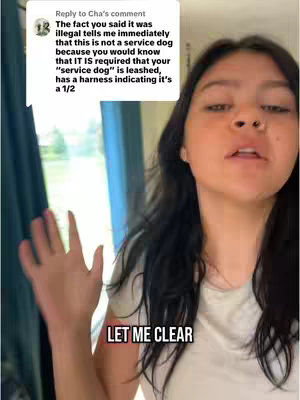 A woman with dark hair is speaking with her hand raised to the side. A comment bubble with text is overlaid on the top left, and a text overlay 'LET ME CLEAR' is in the center bottom.