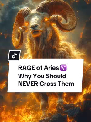 The cover image depicts a majestic ram, likely an Aries, emerging from a fiery backdrop. The ram, the central figure, has glowing orange eyes and is set against a canvas of swirling, warm-toned colors, suggesting fire and energy. The background and the ram's fur seem to blend with the flames, creating a dynamic and intense visual effect. At the bottom, a white banner is present with the text over it.