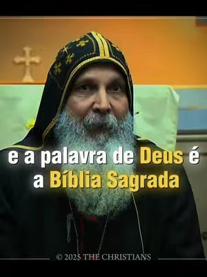 The cover image features a man with a white beard and a traditional religious headdress. Text overlays at the bottom in white with a yellow outline which read, 'e a palavra de Deus é a Bíblia Sagrada'. The background is softly blurred, with a cross and some golden hues. The overall composition suggests a focus on religious content.