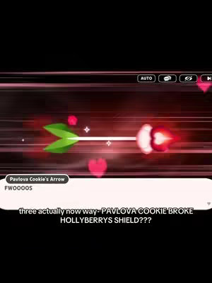 The image shows an animated arrow piercing through the screen, with text overlays that seem related to a game.