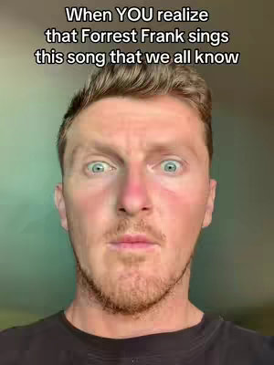 A close-up selfie of a man with light skin, short, light-brown hair, and a small beard. The man has a look of wide-eyed surprise, with his mouth slightly open. Text overlays the top half of the image in a bold, sans-serif font.