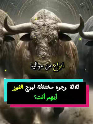 The image shows a group of three bull figures with large horns lined up. Text overlays appear to identify the content as related to the Taurus zodiac sign and its different types.