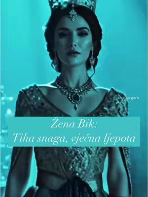 The cover image features a regal woman in a gold-embroidered gown and a crown, set against a teal backdrop. A teal banner across the bottom contains text in a stylized font.