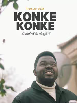 The cover image features a person looking upwards towards text which reads "Konke Konke" with a smaller text at the bottom "it will all be alright" The text has a gradient color from white to dark gray. Beneath the text, the person can be seen from the chest up. The person has dark skin, a black jacket over a white shirt. They are looking up with a hopeful expression.