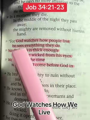 The cover image shows an open book with text highlighted with pink marker. Text overlay says 'God Watches How We Live'.