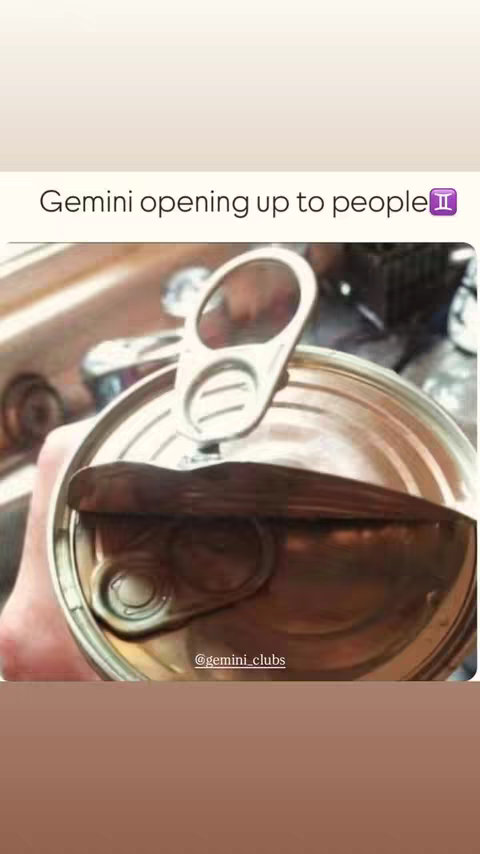 The cover image shows a metal can with the lid partially opened. A hand is holding the can, with the opener partially open. The top of the can reads 'Gemini opening up to people' in a simple black font against a white background. There is no specific visual style.