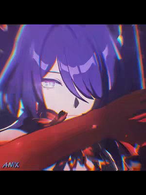 The cover image features an anime-style character with purple hair, partially illuminated with a dark but dynamic and colored background. The character, seen from the shoulders up, has a serious expression with eyes slightly downcast. A red sleeve covers part of the arm reaching forward, emphasizing the character's pose and the image’s overall mood. The watermark 'ANIX' is subtly placed in the bottom left corner.