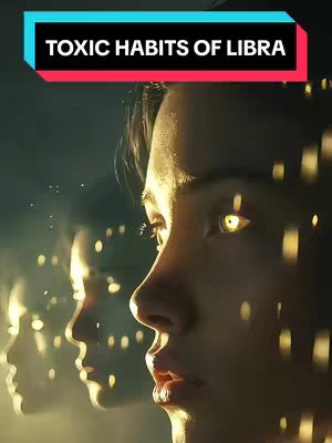 An artistic image featuring a profile view of a person's face against a dark, blurred background. The person's face is a primary focus, with distinct facial features and glowing yellow eyes. The surrounding area includes repeating blurred profiles of the same person, suggesting a theme of identity or introspection, with golden orbs that highlight the subject and overall a reflective mood, with a text overlay.
