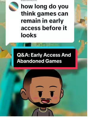 The image features a cartoon character with a dark beard and a shirt. Above the character, there is a white speech bubble with gray text, and a black rectangular banner with white text in the center. The background is a mix of green, blue, and yellow.