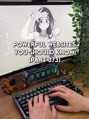 The cover image showcases a desk setup with a computer screen displaying a cartoon graphic. The lower portion of the image has the creator's hands typing on a keyboard. The words "POWERFUL WEBSITES YOU SHOULD KNOW" are written on the screen with "(PART 373)" underneath. The caption text is: Powerful Websites You Should Know (Part 373) The best website for medical students… \| #medicine #student #medical #lucaswebq