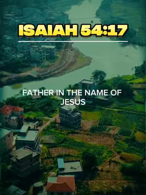 An aerial view of a landscape with a river winding through it. Overlayed text includes biblical references. The image has a green and blue color scheme.