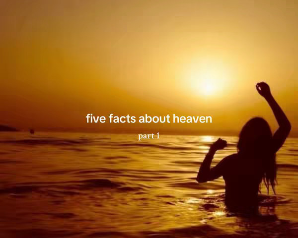 A silhouette of a person standing in water with their arms raised, facing the sunset. The sky is a gradient of orange and yellow, with the sun visible. Text overlays the scene.