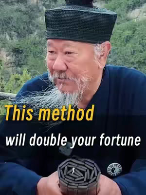 The cover image features an older Asian man against a backdrop of a mountainous environment. He is wearing a dark hat and a blue tunic. Overlayed on the image is text in yellow and white fonts that says, "This method will double your fortune."