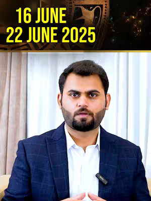 The cover image features a medium shot of a man with short, dark hair and a neatly trimmed beard, centered against a blurred background. He is wearing a dark blue blazer over a white shirt. The man appears to be inside, with what appears to be a beige curtain behind him. A black microphone is clipped to his lapel. Above the man are superimposed yellow text, reading '16 JUNE 22 JUNE 2025', adding context.