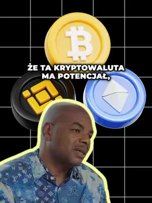 The cover image features a man with a blurred yellow outline behind him, with a black and white grid pattern in the background. Above, there are three coin-like graphics showing Bitcoin, Binance and a blue coin with an envelope graphic. Text is placed on top of the image.