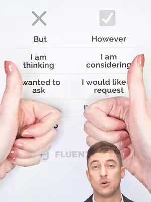 The image displays text comparing different email writing styles, with the creator's face at the bottom and two thumbs up on the side, and a thumbs up from a hand on either side, with option list displayed between them.