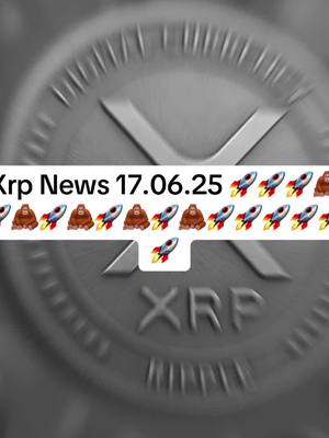 The video cover features the XRP cryptocurrency logo in the center, with blurred radial background, and animated elements like rockets and ape emojis.  Text overlays the image adding information about XRP-related news.