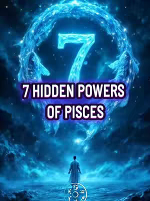The cover image has a dark, mystical theme. In the center, there is a large, glowing number '7,' filled with a blue, cloud-like texture. Surrounding the '7' is a circular formation resembling a nebula or energy field, also in shades of blue, with stylized images of fish incorporated into the design. Behind this central element, a backdrop of a cloudy sky or cosmic scene creates depth. At the bottom of the image is a person in a long coat walking away from the camera, and a symbol in the circle below them.