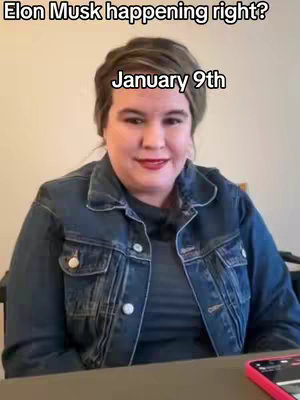 A woman with brown hair and a denim jacket looks at the camera. Above her head, the text states the video's topic. Below this, another line says 'January 9th'. A phone is visible in the corner.