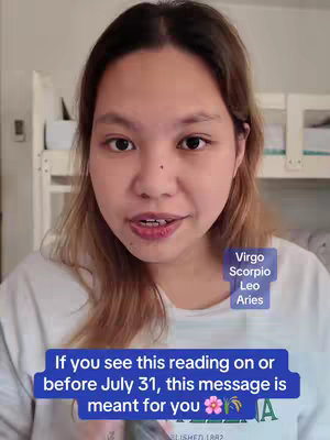 A woman with light brown hair and a light-colored top is centered in a selfie-style shot. The background includes a white bunk bed. Text overlays provide astrological information and a message about a reading deadline.
