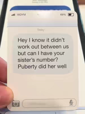 The cover image shows a close up of a phone screen displaying a text message. The text conversation is set against a background of a phone interface with the time, battery and network status visible at the top. A hand is slightly visible in the periphery, holding the phone.