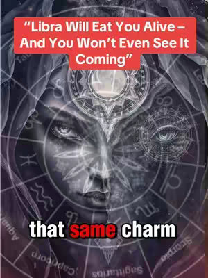 The image is a composite featuring two halves of a face merged down the center, each side displaying a different expression and element. Above this, a red banner displays overlaid text. The background is an intricate network incorporating astrological symbols and gradients of dark blues and purples. Below the face is an additional text overlay in a contrasting white font and a red-filled word.