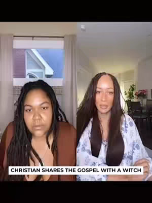 The image is a split screen. On the left, a woman with dark hair and locs, wearing a dark top. On the right, a woman with long, light hair and a floral top. The hook text is at the bottom.