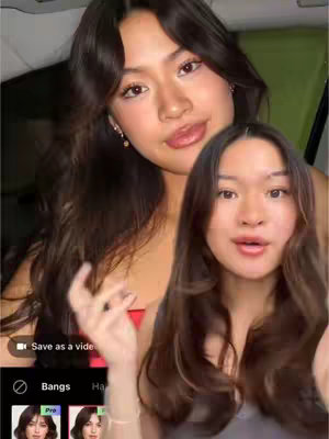 The cover image shows a split-screen. The top of the screen displays the creator at a close-up angle with an overlay. On the bottom part is a person using an app, with the same face as the creator simulating how she would look with the new hair. The overall composition emphasizes the hair filter. The color palette is fair, with warm skin tones and dark hair.