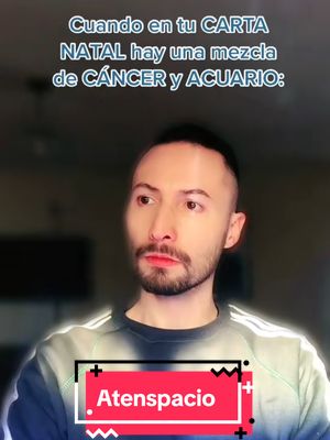The cover features a man with a short haircut and a slight beard, looking at the camera against a blurred background. Text overlays at the top and bottom indicate the video's astrological and humorous themes in Spanish.