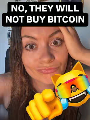 A woman with wide eyes and a slightly humorous expression is the main focus of the image. She has dark hair and is positioned with her hand on her head, and her other holding up a pointing emoji. A yellow emoji of a laughing cat with rainbow sunglasses is in the foreground on the right. Text on a black background appears above her head. The background elements are blurred.