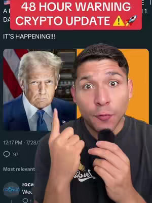 The cover image shows a man with an excited expression pointing his finger upwards in front of a split background. On the left side of the split background, there's an image of former U.S. President Donald Trump.