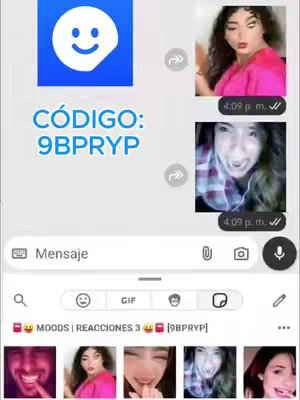 The image is a screenshot of a WhatsApp conversation. In a chat bubble, there are two videos with emojis below. At the top, there is an app logo, and in the center of the image, there is overlaid text.