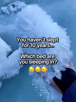 The image is a close-up shot featuring a person's hand holding what appears to be a mass of white, fluffy ice or frozen material. The background is a blurred, light-blue color giving a sense of cold temperatures. Text overlays in a simple white font are centered, asking a question with an attention-grabbing premise.