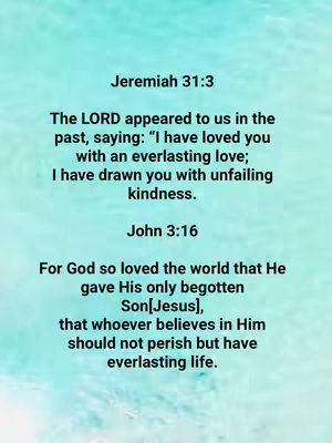 The cover image is a vertical graphic with a gradient background that transitions from light teal at the top to a slightly darker teal at the bottom. Overlaid on this is text in a dark color. The text includes bible verses, chapter and verse references and uses varying font sizes and styles to highlight specific phrases. The overall layout is clean and straightforward, with the text centered and easily readable against the soft background.