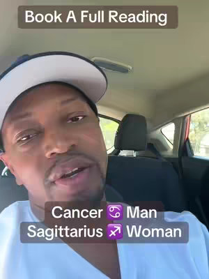 A man with a blue baseball cap is filming himself inside a car. The image is a selfie with a text overlay that provides astrological information. The background includes the interior of the car, with a visible headrest and windows looking outdoors. The image's color palette is natural, due to the interior and outdoor lighting.